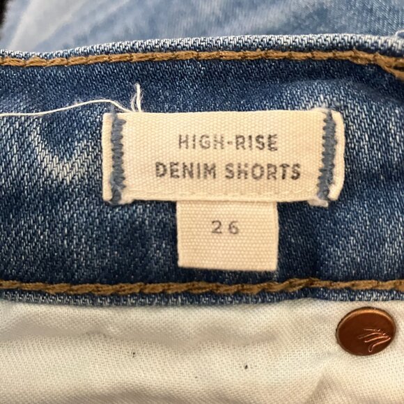 Madewell Womens High Rise Denim Jean Shorts Size 26 Frayed Raw Hem Button Fly - Picture 7 of 7
